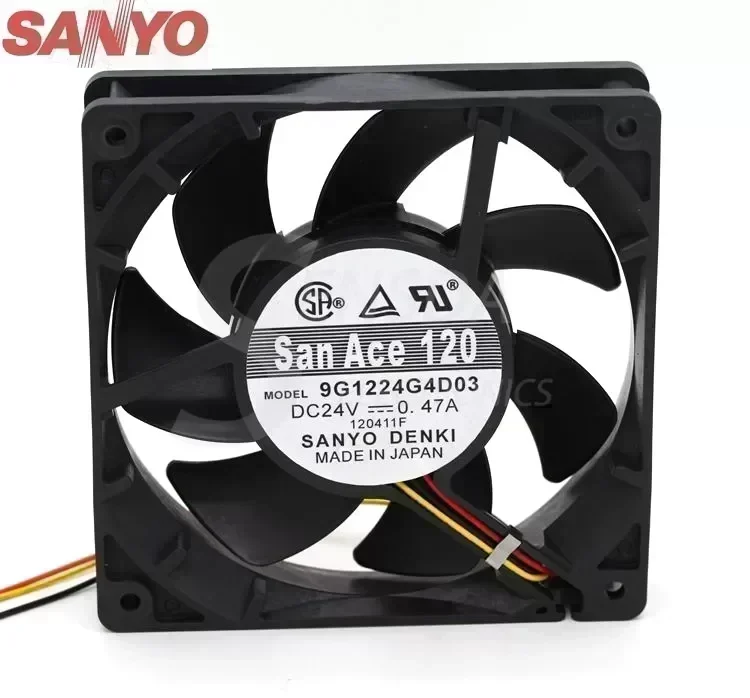 Original SANYO 9G1224G4D03 12025 24V 120mm 12CM 0.47A 3P axial cooling fan