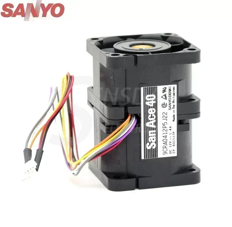 Original Sanyo 9CRA0412P5J22 DC 12V 1.4A 4056 4CM 40mm 1U case server inverter axial cooling fans cooler