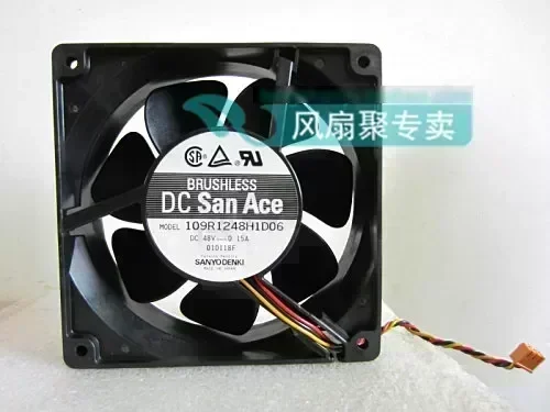 Original SANYO 109R1248H1D06 12cm 12038 48V 0.15A 3 wire dual ball bearing fan