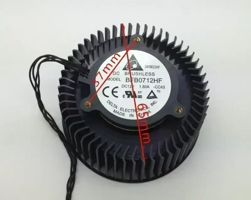 New Original Delta BFB0712HF DC 12V 1.8A Double Ball Bearing Pitch Equilateral 38mm Diameter 63mm 4P Graphics Card Fan