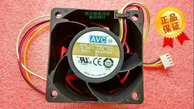 Original AVC 6038 DC 48V 0.41A 60*60*38MM DYTB0638B8U 4 Wire Large Air Volume 6CM Industrial Equipment Cooling Fan