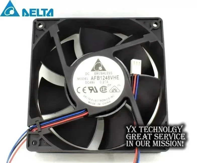 New AFB1248VHE 12038 12cm 48V 0.27A 3 wire dual ball bearing cooling fan for Delta 120*120*38mm