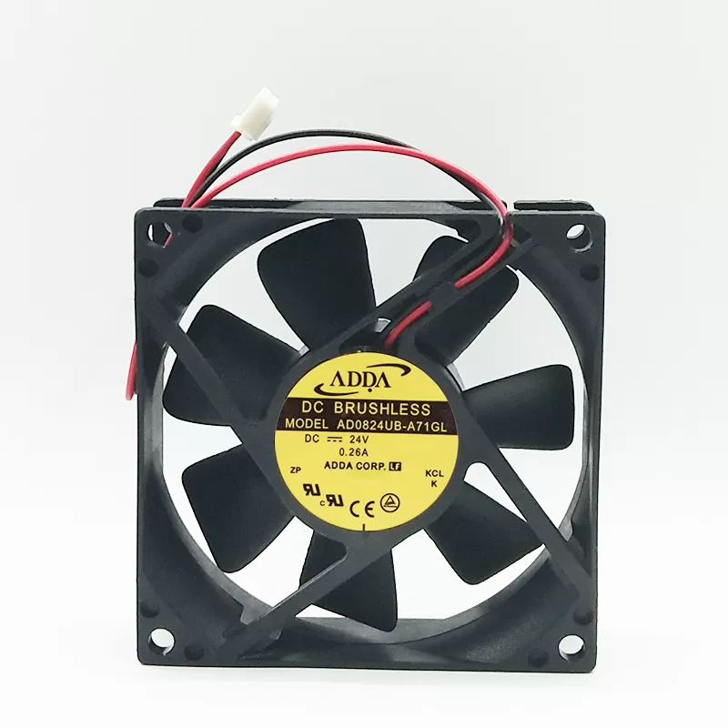 Original ADDA 80x80x25mm AD0824UB-A71GL DC 24V 0.26A 2-Wires axial server inverter Cooling Fan