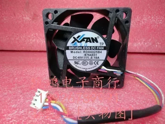 Original XFAN RDH6025B4-B76AE01 48V 0.18A 6CM 6025 60 * 60 * 25mm four-wire dual ball bearing fan