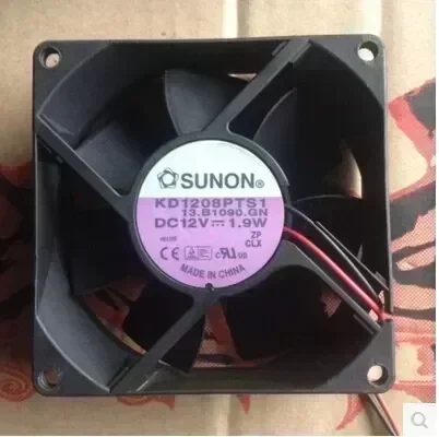 The original SUNON 8 cm 80*80*25 12V 1.9W KD1208PTS1 2 wire power supply chassis cooling fan