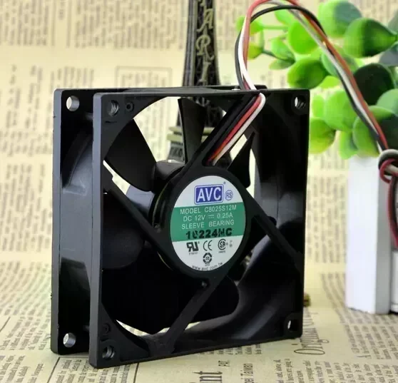 The original AVC 80*80*25 12V 0.25A CPU power supply chassis ultra quiet 8cm cooling fan C8025S12M