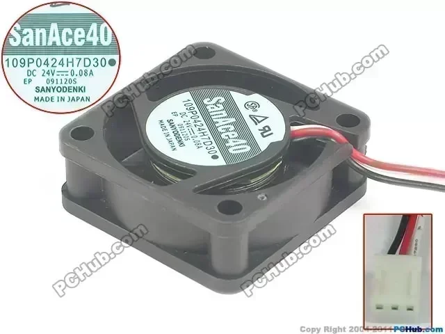 SANYO 109P0424H7D30 DC 24V 0.08A 40x40x15mm Server Square fan