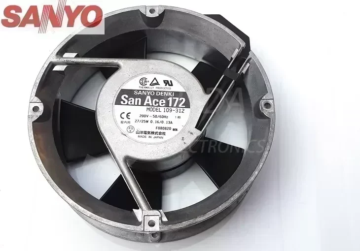 SANYO 109-312 AC 200V 27/25W 17050 17cm cabinet server inverter computer pc case cooling fans
