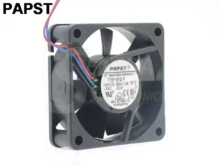 Original PAPST TYP 512 F DC 12V 0.85A 85mA 1.0W 5CM 5015 3 wire cooling fan