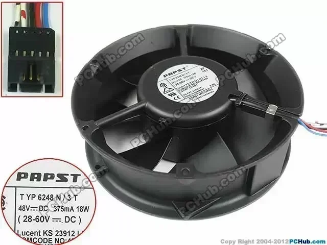 papst TYP 6248 N3T DC 48V 18W, 172x172x50mm 5-wire, 5 Connector Server Round fan
