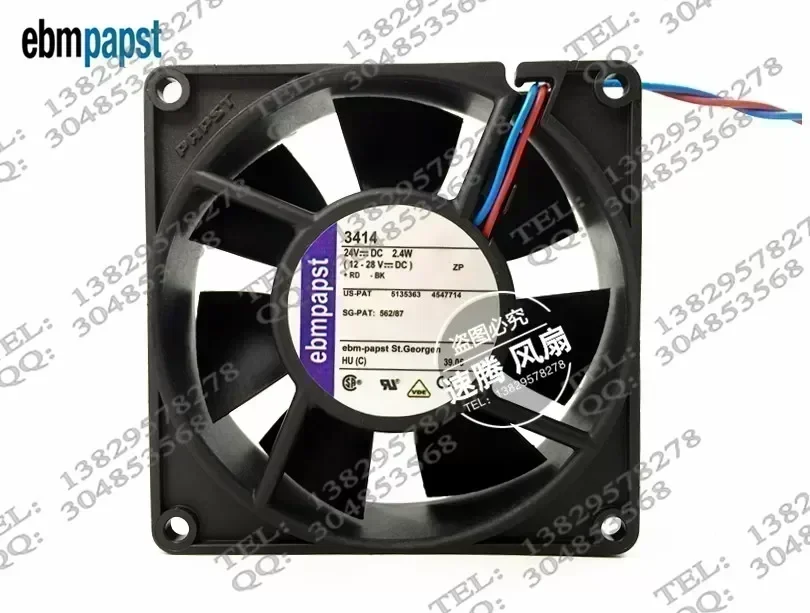 3414 24VDC 2.4W original ebm 92 * 92 * 25MM high-end equipment axial fan