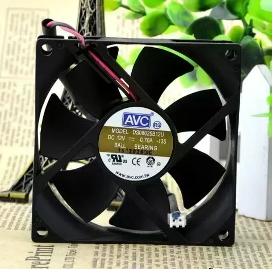 Original AVC 8CM 80*80*25 DC 12V 0.70A DS08025B12U 2-wire double ball cooling fan