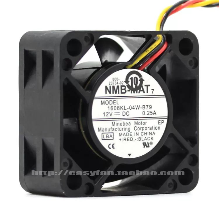 NMB-MAT 1608KL-04W-B79 LB2 DC 12V 0.25A Server Cooling Fan Server Square Fan 3-wire 40x40x20mm