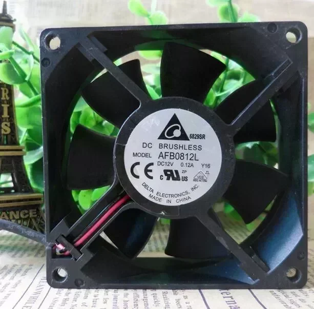 Original DELTA AFB0812L 80*80*25MM DC 12V 8025 0.12A 2-wire chassis cooling fan