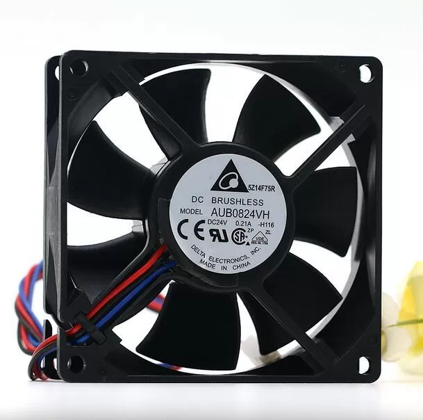 Original delta 8025 DC 24V 0.21A AUB0824VH 8CM 80*80*25mm 3-wire cooling fan - Image 3