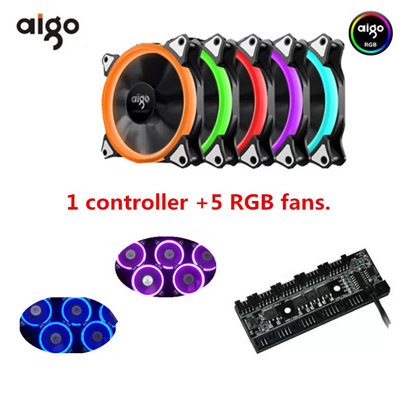 Aigo fan octave space R5 computer desktop RGB fan box 12 cm aurora aperture water cooling fan cpu cooler