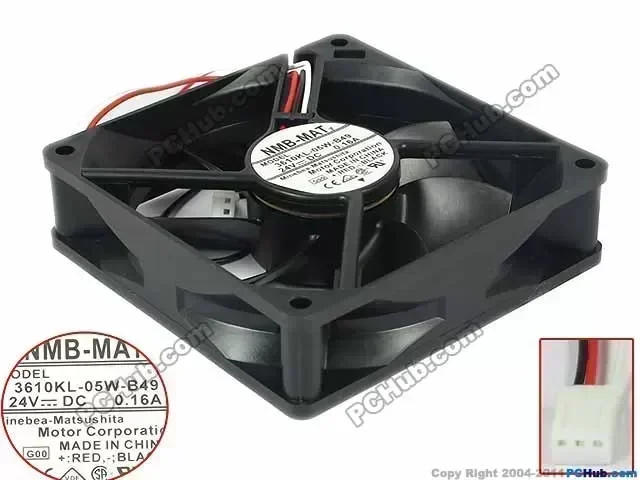 NMB-MAT 3610KL-05W-B49, G00 DC 24V 0.16A 90x90x25mm Server Square fan