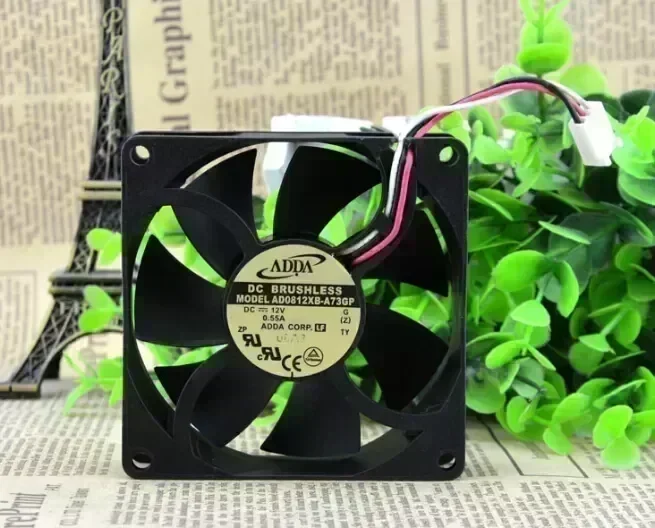 The original ADDA 80*80*25 AD0812XB-A73GP DC12V 0.55A 8CM three line of large air fan