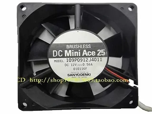 SANYO 109P0912J4011 DC 12V 0.56A 90X92X25mm Server Square Fan