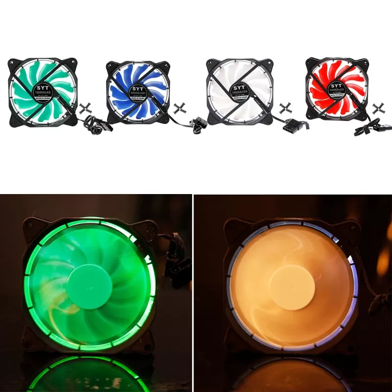 Cpu cooler CoolerAge Computer Eclipse 120mm Fan 120 MM Fan LED Red Blue Green White Light Guide Ring 2017 Promotion
