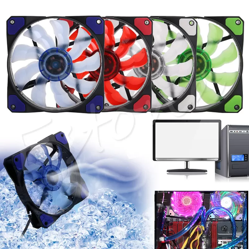 3Pin/4Pin 1200RPM 120mm PWM Speed Control CPU Cooler Cooling LED Case Fan for PC