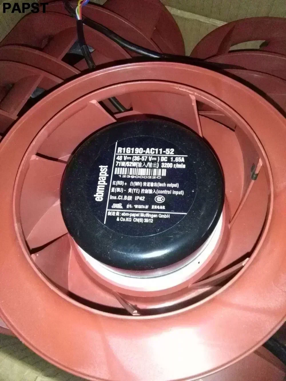 papst R1G190-AC11-52 DC48V 1.65A 3200RPM IP42 Blower