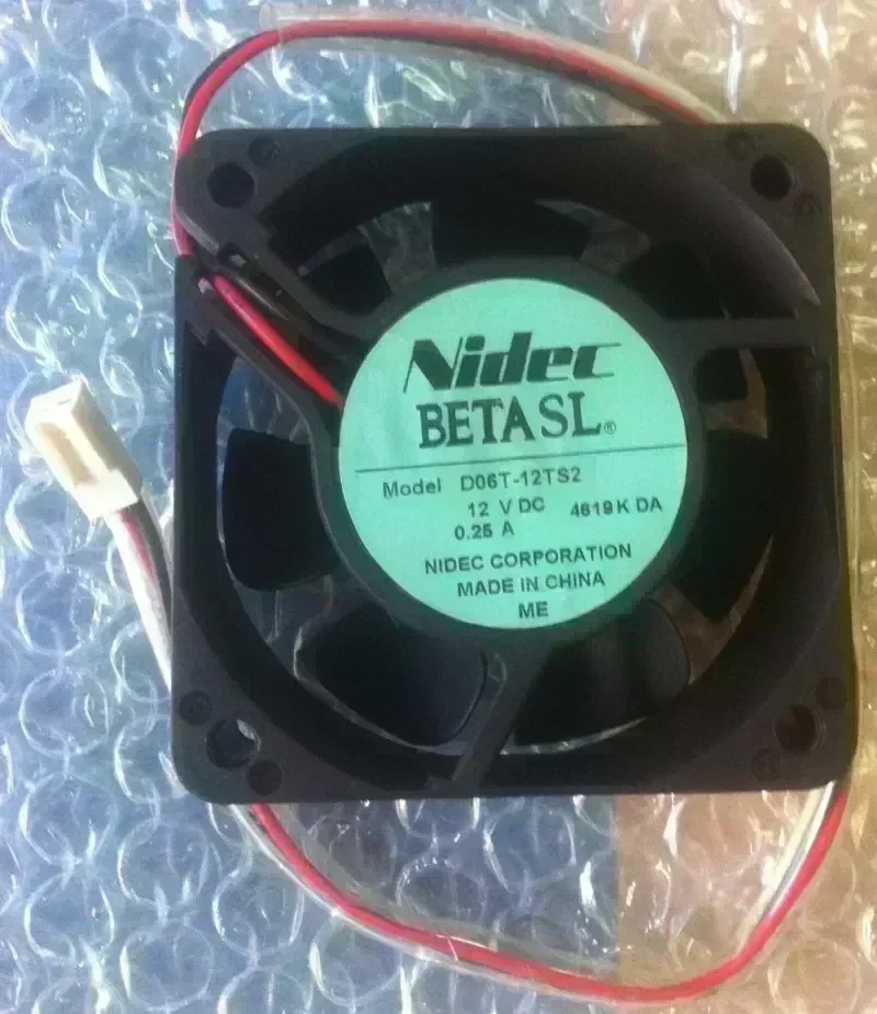 NIDEC 60*60*25mm DC 12V 0.25A D06T-12TS2 6CM 2 Wire Chassis Power Supply Inverter Cooling Fan