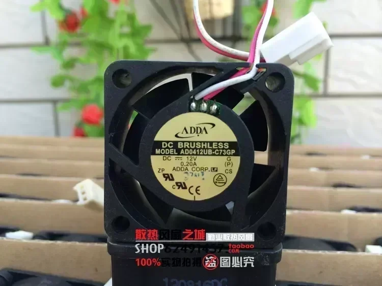Original ADDA AD0412UB-C73GP DC 12V 0.2A 4020 40*40*20mm 4cm 3-wires cooling fan