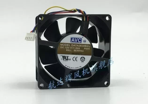 Original AVC DATA0838B2U DC 12V 1.02A 80*80*38MM 4-wires PWM Server Cooling Fan