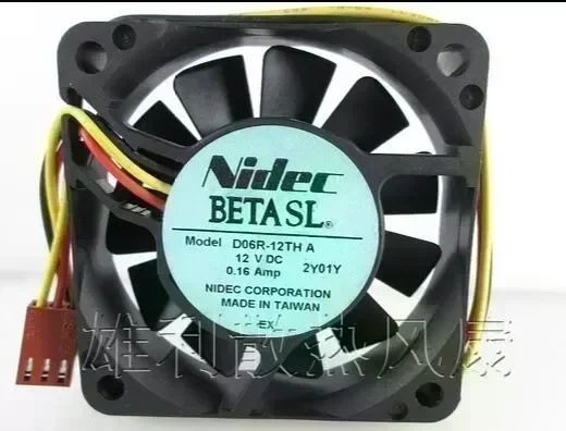 Original NIDEC D06R-12TH DC 12V 0.16A 6CM 60*60*15 3 Lines Inverter Silent Cooling Fan