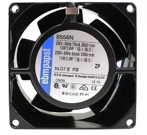The new German EBMPAPST 8038 8cm 230V 8556N 80 * 80 * 38MM All metal temperature cooling fan