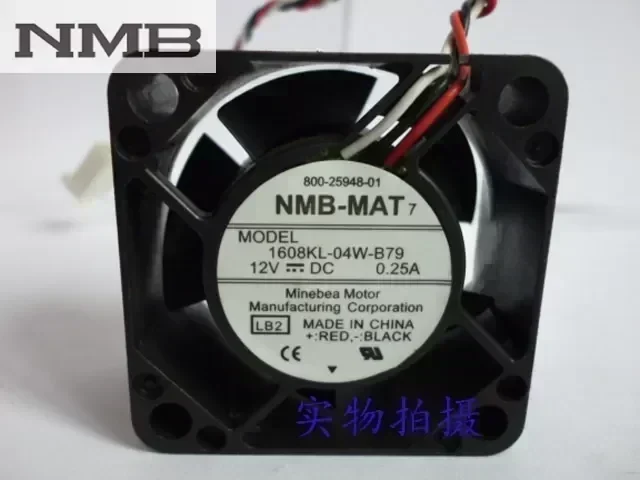 NMB 1608KL-04W-B79 LB2 DC 12V 0.25A Server Cooling Fan Server Square Fan 3-wire 40x40x20mm