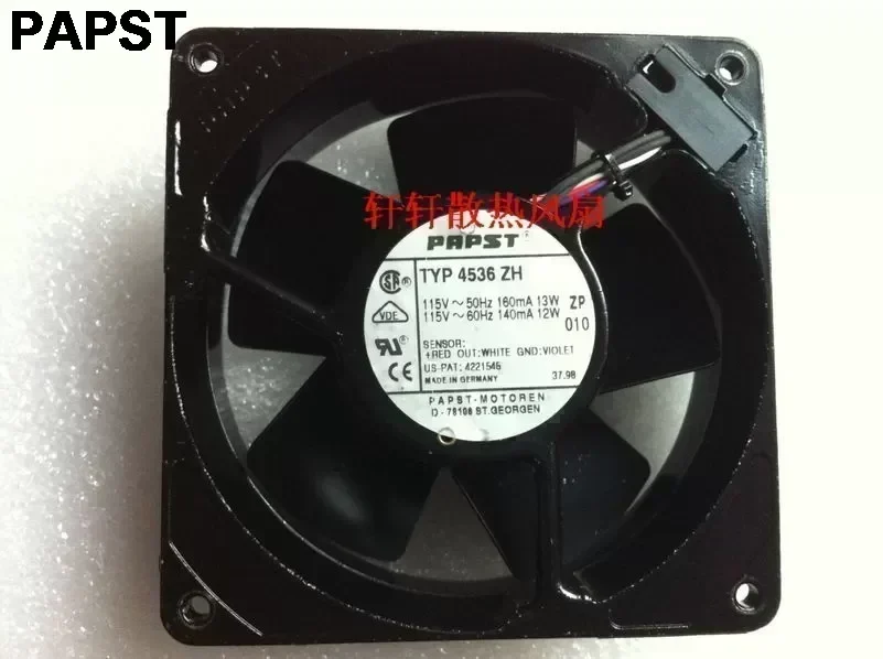 papst typ 4536 zh 12038 119x119x38 mm 115V 50/60HZ 13/12W all full metal high tempreture cooling fan