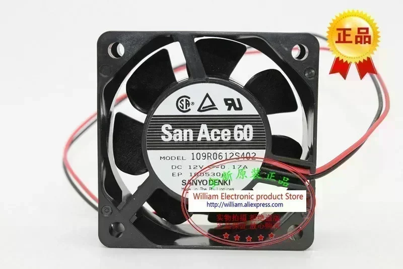 New Original SANYO 109R0612S402 DC12V 0.17A 60*60*25MM 6CM cabinet power supply silent fan