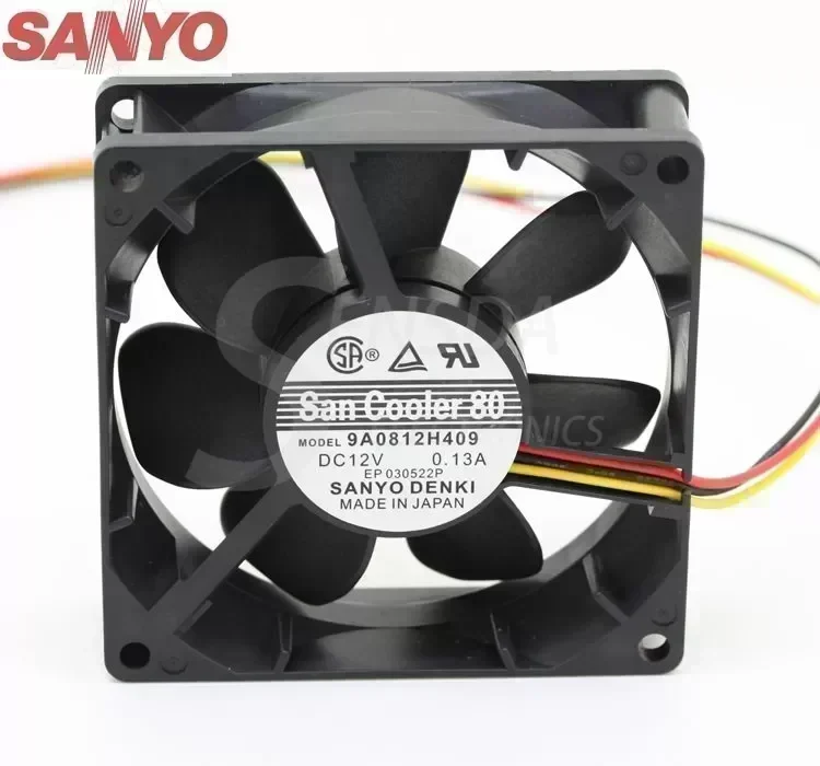 SANYO 9A0812H409 12V 0.13A 8cm 80mm 8025 server inverter industrial axial cooling fans blower