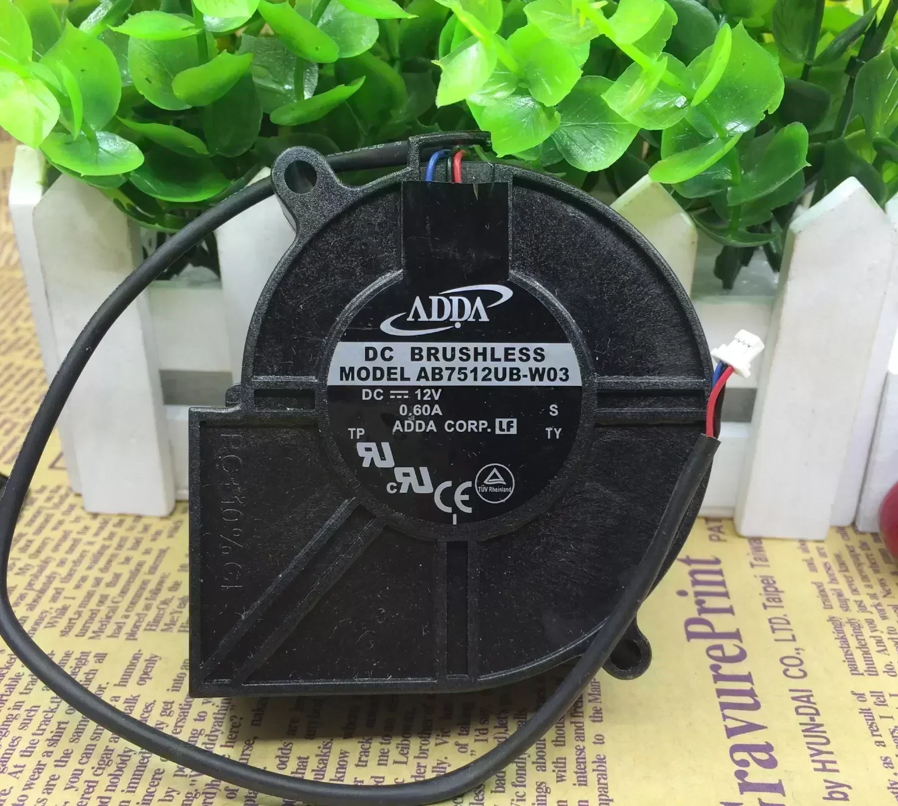 Original ADDA AB7512UB-W03 DC 12V 0.6A Projector Blower Cooling fan