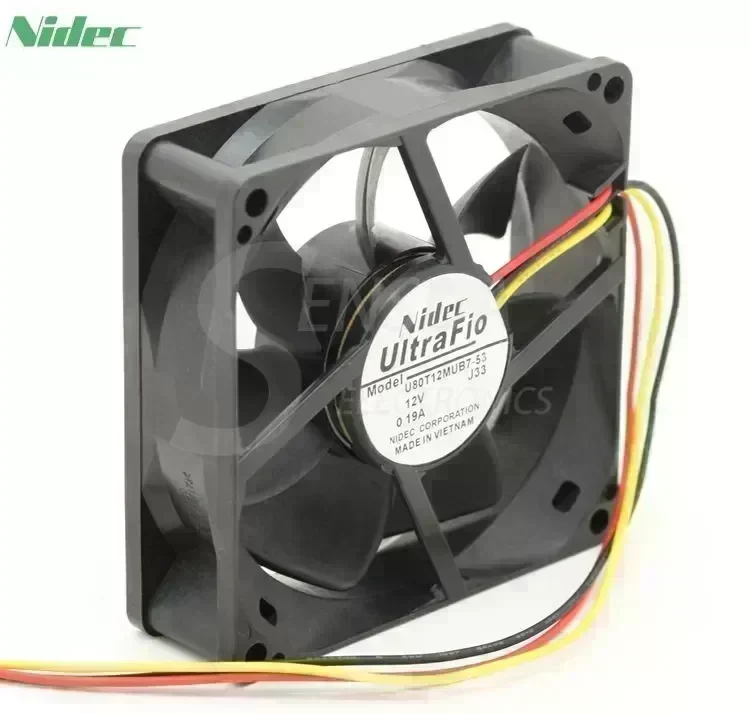 NIDEC U80T12MUB7-53 8025 8cm 80mm DC 12V 0.19A server inverter axial cooling fans