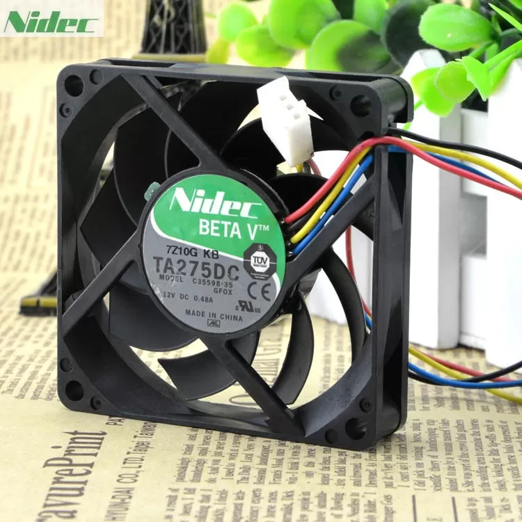 Original Nidec TA275DC C35598-35 GFOX 7cm 7015 12V 0.48A four-wire pwm axial fan