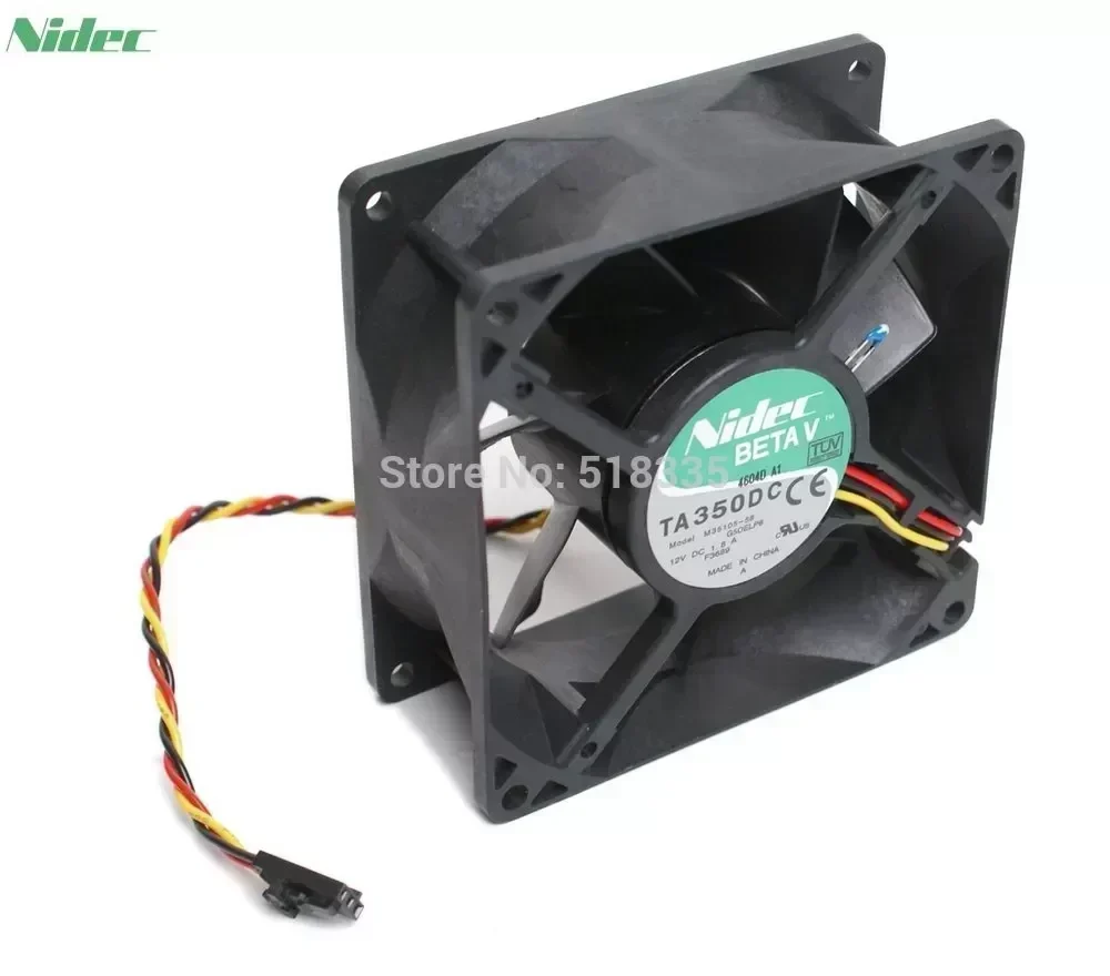 NIDEC BetaV TA350DC M35105-58 Case Cooling Thermal Sensor Fan 12V 1.8A 3-Pin (3-Wire Lead) 90mm x 90mm x 38mm