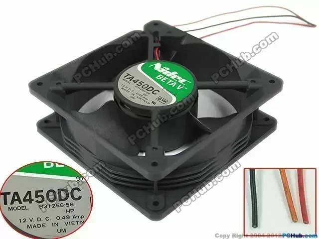 Nidec TA350DC TA450DC B31256-56 Server Square Fan DC 12V 0.49A 120x120x38mm 3-wire