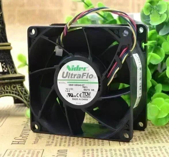 Original NIDEC 12V 1.4A V80E12BGA5-57 80 * 80* 38mm four wire high speed server fan