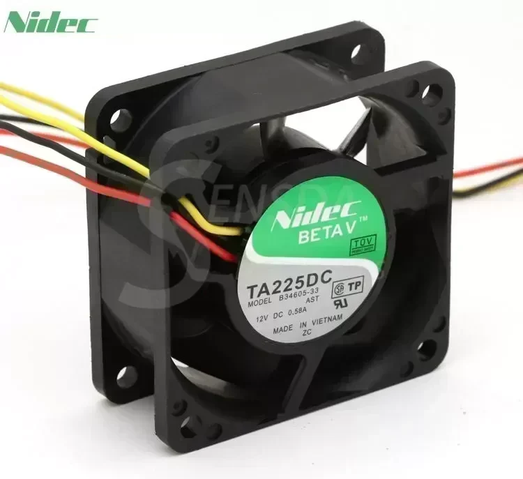 Nidec B34605-33 TA225DC 60mm 6cm 12V 0.58A 60x60x25mm 3-pin server inverter cooling fans