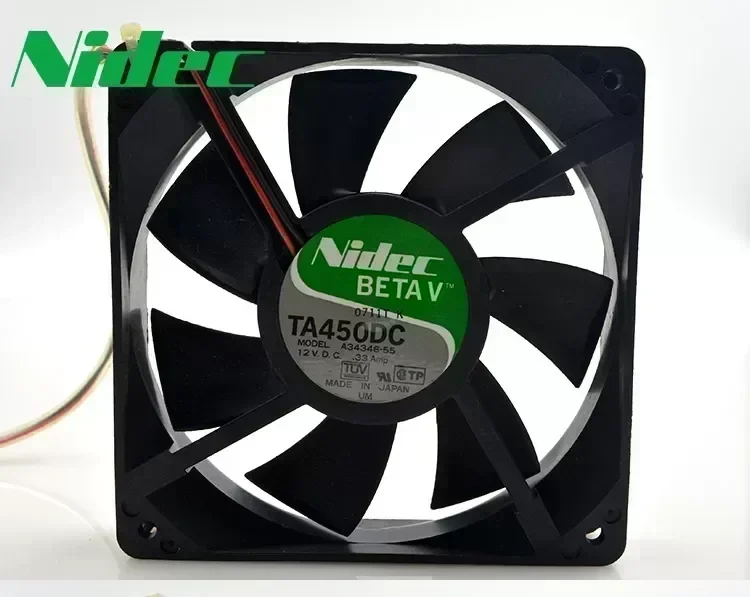 Nidec New TA450DC A34346-55 ball chassis 1*1*25mm 12CM 125 12V 0.33A power supply fan