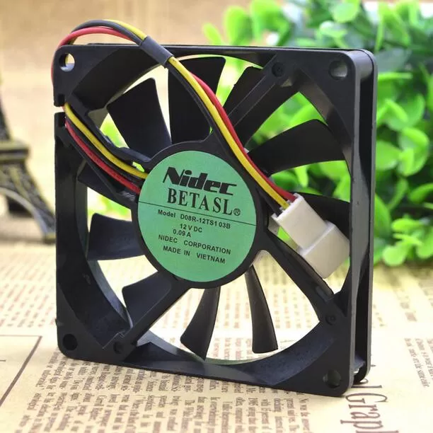 Wholesale: NIDEC D08R-12TS103B 80*80*15 12V 0.09A 8CM 3 wire ultra quiet cooling fan