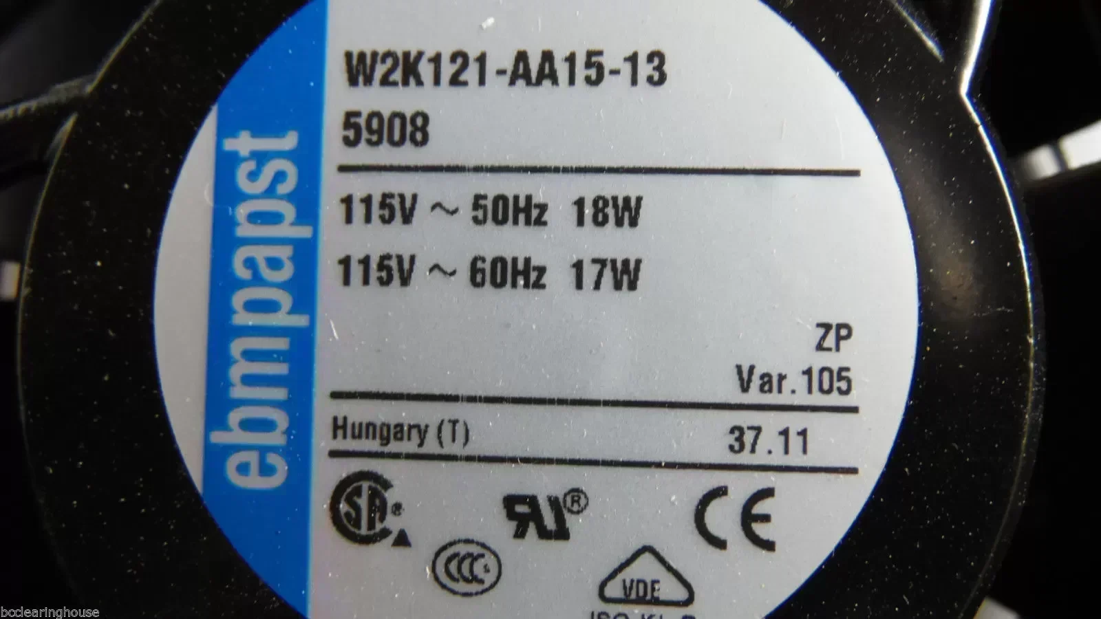ebm papst 5908 W2K121-AA15-13 Fan 115V 50Hz 18 W/GRATE
