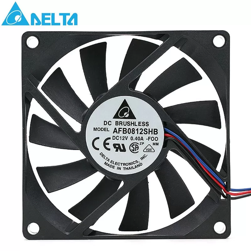 Delta AFB0812SHB 80*80*15mm 12V 0.40A 3Wire Computer Cooler Cooling Fan