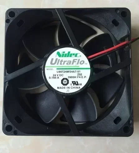 Nidec U80T24MS4A7-51 80*80*25mm 24V 0.165A 8CM cooling fan