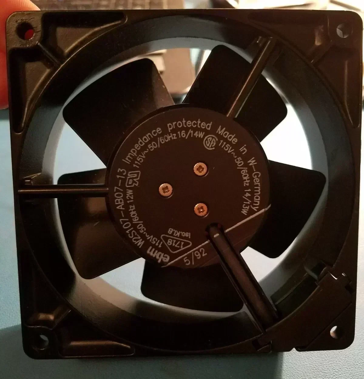 EBM W2S107-AB07-13 115V  impedance proteched cooling fan