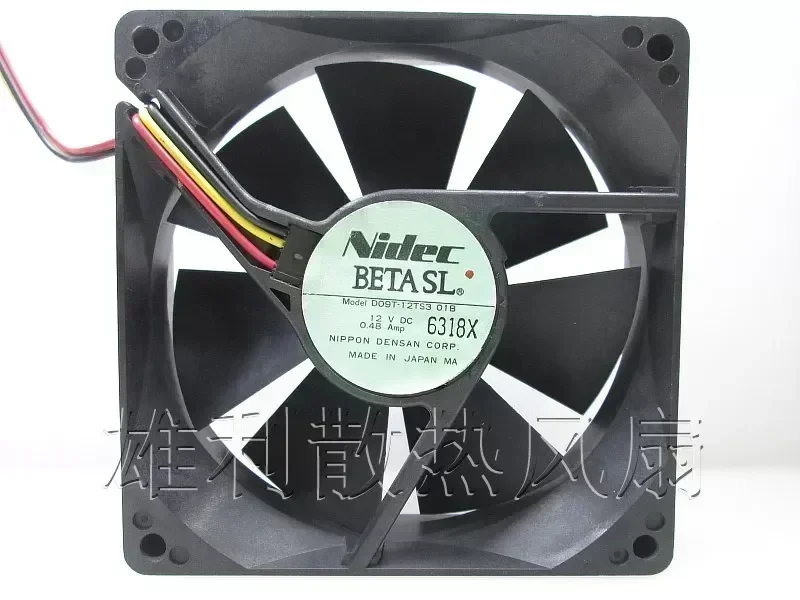 Nidec D09T-12TS3 01B 12V 0.48A  3-wire cooling fan