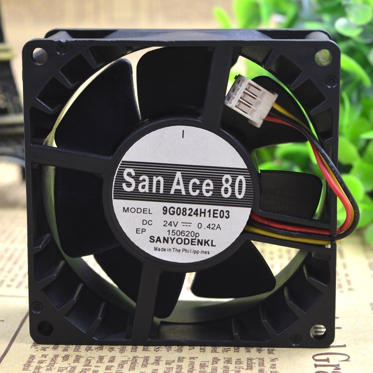 Sanyo  9G0824H1E03  8038 dc24V 0.42A 3 wires for cooling fan INV-FAN